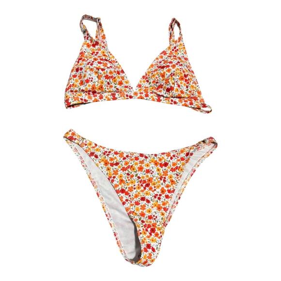 Orange & Red Floral Bikini Size M - Picture 3 of 5